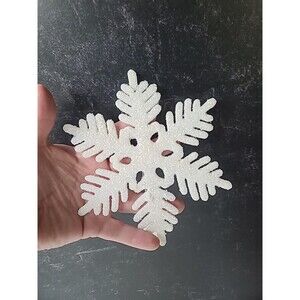 Glitter White Snowflake Christmas Ornaments, READ Description